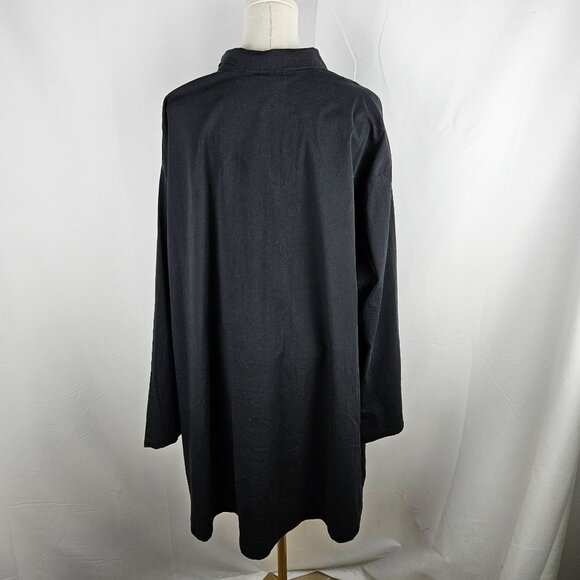 Bryn Walker Shirt Size Large Black Button-Up Oversized Tunic Lagenlook Relaxed - Picture 3 of 10